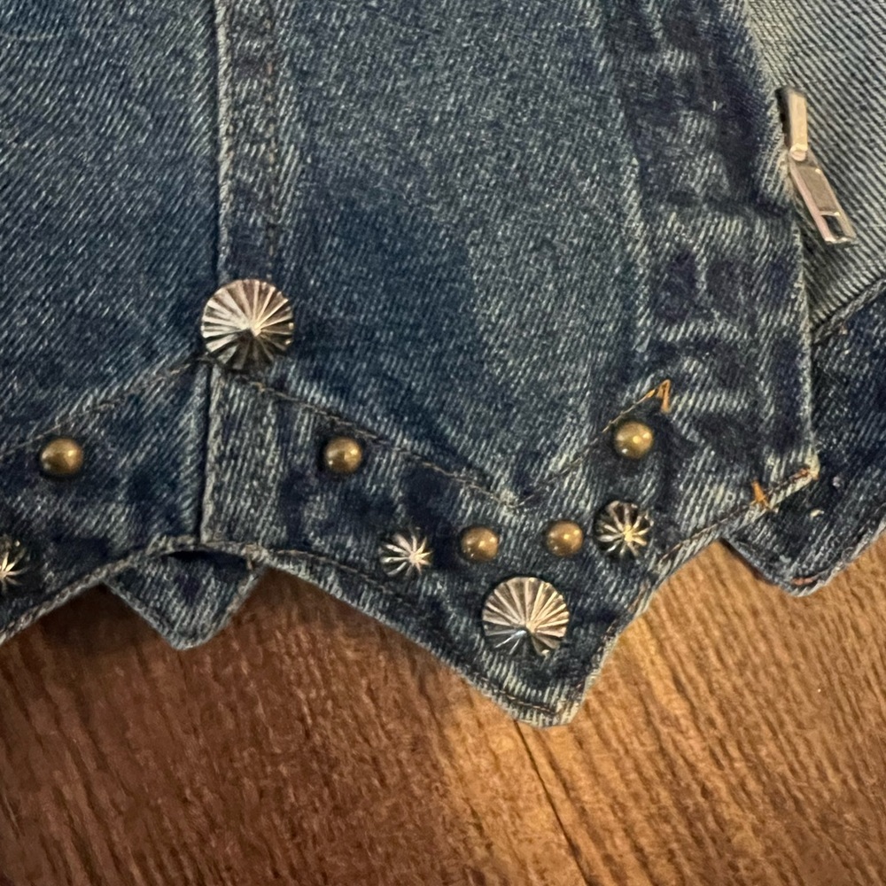 HAIRSTON ROBERSON Ropa Medium Embroidered Velvet Denim Western Vest Vintage - Picture 10 of 11